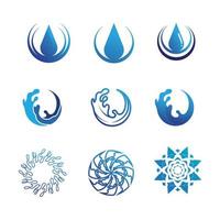 Isolated round shape logo. Blue color logotype. Flowing water image. Sea, ocean, river surface. vector