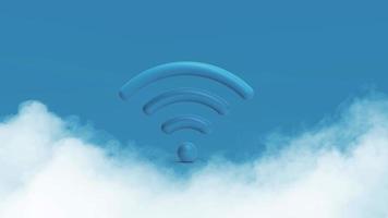 Wifi icon isolated on blue background. 3D rendering. photo