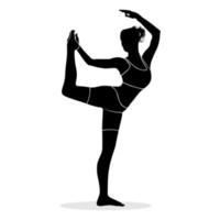 Silhouette of woman posing for yoga meditation. Vector silhouette illustration