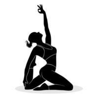 Pose of girl practicing yoga meditation. Vector silhouette illustration