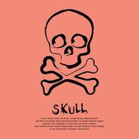 Minimalist skull hand drawing. Vector illustration