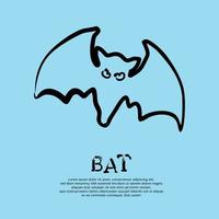 Minimalist abstract bat hand drawing. Vector illustration