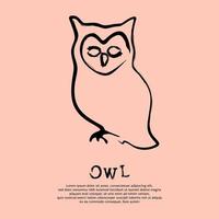 Hand drawn minimalistic abstract owl. Vector illustration