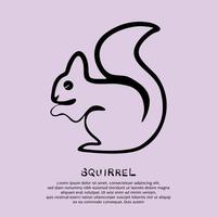 Simple line drawing of a squirrel. Vector illustration