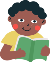 black hair boy black eyes dark skin reading book png