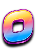 numéro 0 coloré en effet de texte de style 3d png