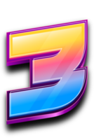 numéro 3 coloré en effet de texte de style 3d png