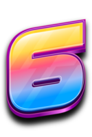 Colorfull Number 6 in 3D Style Text Effect png