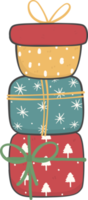 carino impilati colorato Natale presente regalo scatola cartone animato scarabocchio mano disegno png
