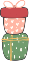 cute stacked colourful Christmas present gift box cartoon doodle hand drawing png