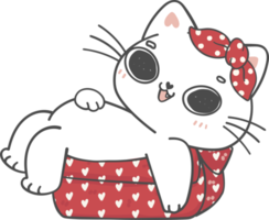 mignon chaton coquin de noël races de chat avec cadeau présent boîte dessin animé doodle dessin à la main png