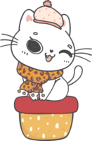 mignon chaton coquin de noël races de chat avec cadeau présent boîte dessin animé doodle dessin à la main png