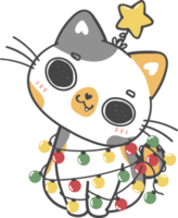 carino Natale gatto albero cartone animato scarabocchio mano disegno png