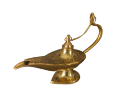 A copper genie lamp with artistic chasing and engraving. Central Asia png