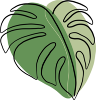 simplicidad hoja de monstera dibujo lineal continuo a mano alzada png