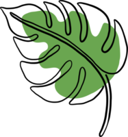 simplicity monstera leaf freehand continuous line drawing png