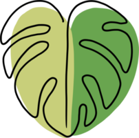 simplicity monstera leaf freehand continuous line drawing png