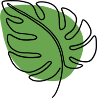 simplicity monstera leaf freehand continuous line drawing png