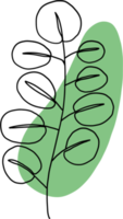 enkelhet eukalyptus blad freehand kontinuerlig linje teckning platt design. png