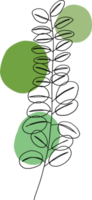 simplicidad hoja de eucalipto dibujo de línea continua a mano alzada diseño plano. png