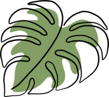 simplicity monstera leaf freehand continuous line drawing png