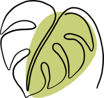 simplicity monstera leaf freehand continuous line drawing png