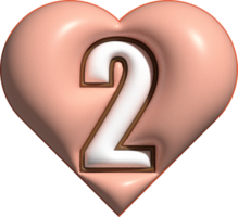 cute 3D number in heart shape decoration png