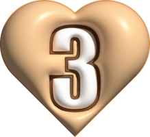 cute 3D number in heart shape decoration png