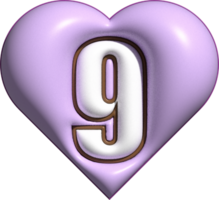 cute 3D number in heart shape decoration png