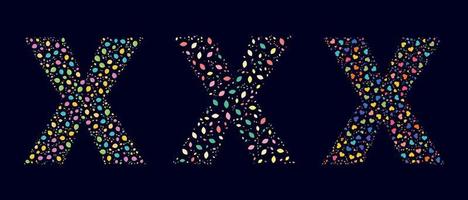 Pattern colors leaves letter X vector