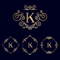 logotipo de belleza real de oro k vector