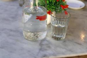 A non-alcoholic soft drink is poured into a glass. photo