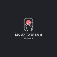 Mountain sun logo icon flat design template vector