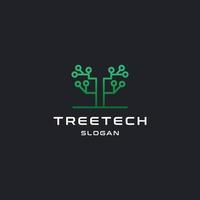 Ilustración de vector de plantilla de diseño de icono de logotipo de tecnología de árbol