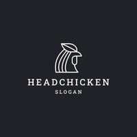 plantilla de diseño plano de icono de logotipo de cabeza de pollo vector