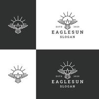 Ilustración de vector de plantilla de diseño de icono de logotipo de sol de águila