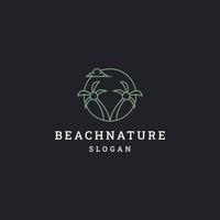 diseño de ilustración de vector de plantilla de logotipo de arte de línea simple de naturaleza de playa