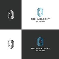 Ilustración de vector de plantilla de diseño de icono de logotipo de tecnología