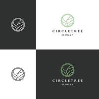 plantilla de diseño plano de icono de logotipo de árbol de círculo vector