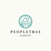 People tree logo icon flat design template vector