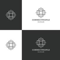 Connect people logo icon flat design template vector