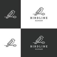 pájaro logo vector línea contorno monoline arte icono