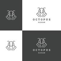 Octopus logo icon flat design template vector