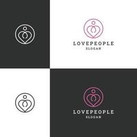 Ilustración de vector de plantilla de diseño de icono de logotipo de personas de amor