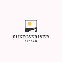 Sunrise river logo icon flat design template vector