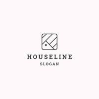 House logo line art icon in black backround vector