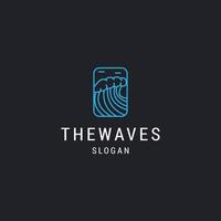 The waves logo icon flat design template vector