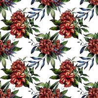 Watercolor pattern with red flowers photo