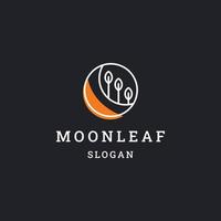 Moon leaf logo icon flat design template vector