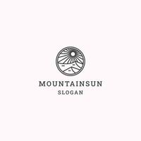 Mountain sun logo icon flat design template vector